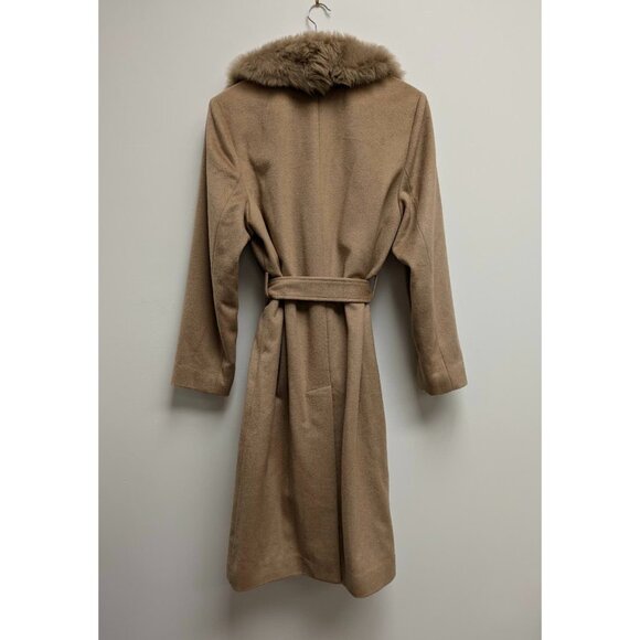 Sofiacashmere Women's Wool Blend & Shearling Wrap Coat Camel Sz12 - Picture 2 of 7